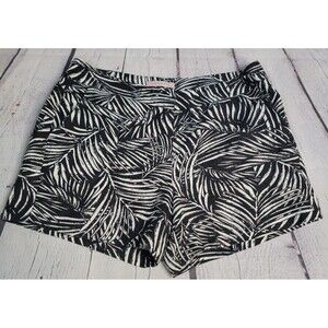 Saint Tropez West Women's sz 10 Black & White Tropical Print Linen Blend Shorts